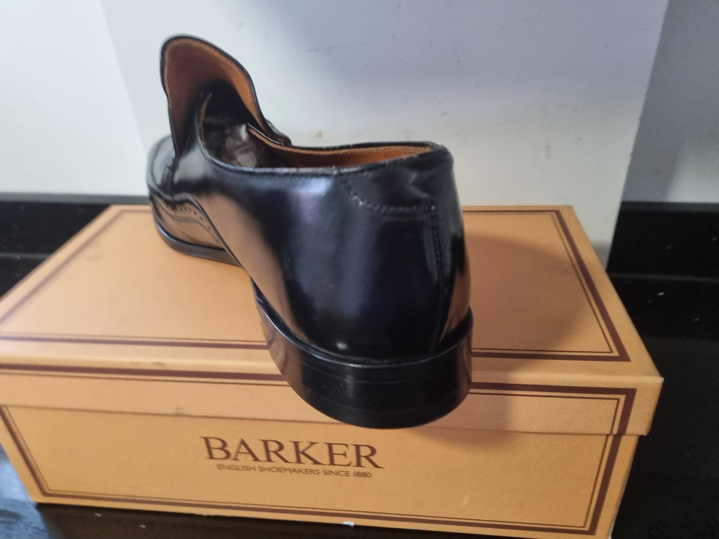 Barker - Hi-Shine Black Leather Casual Slip On