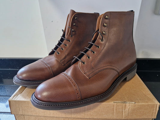 Sanders Balmoral Brown Leather Lace Up Boot with Commando Sole Size 12