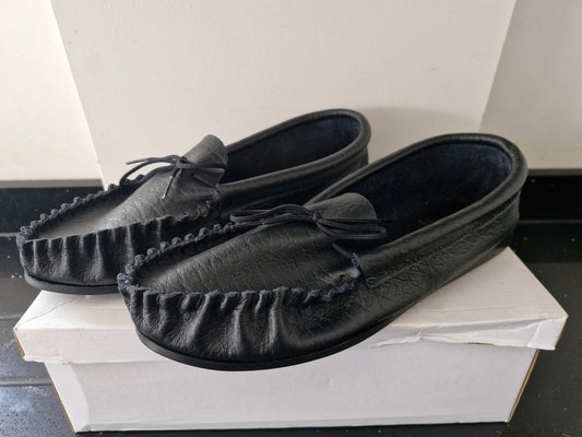 Mokkers Black Soft Leather Moccasin Shoes (MS081A)