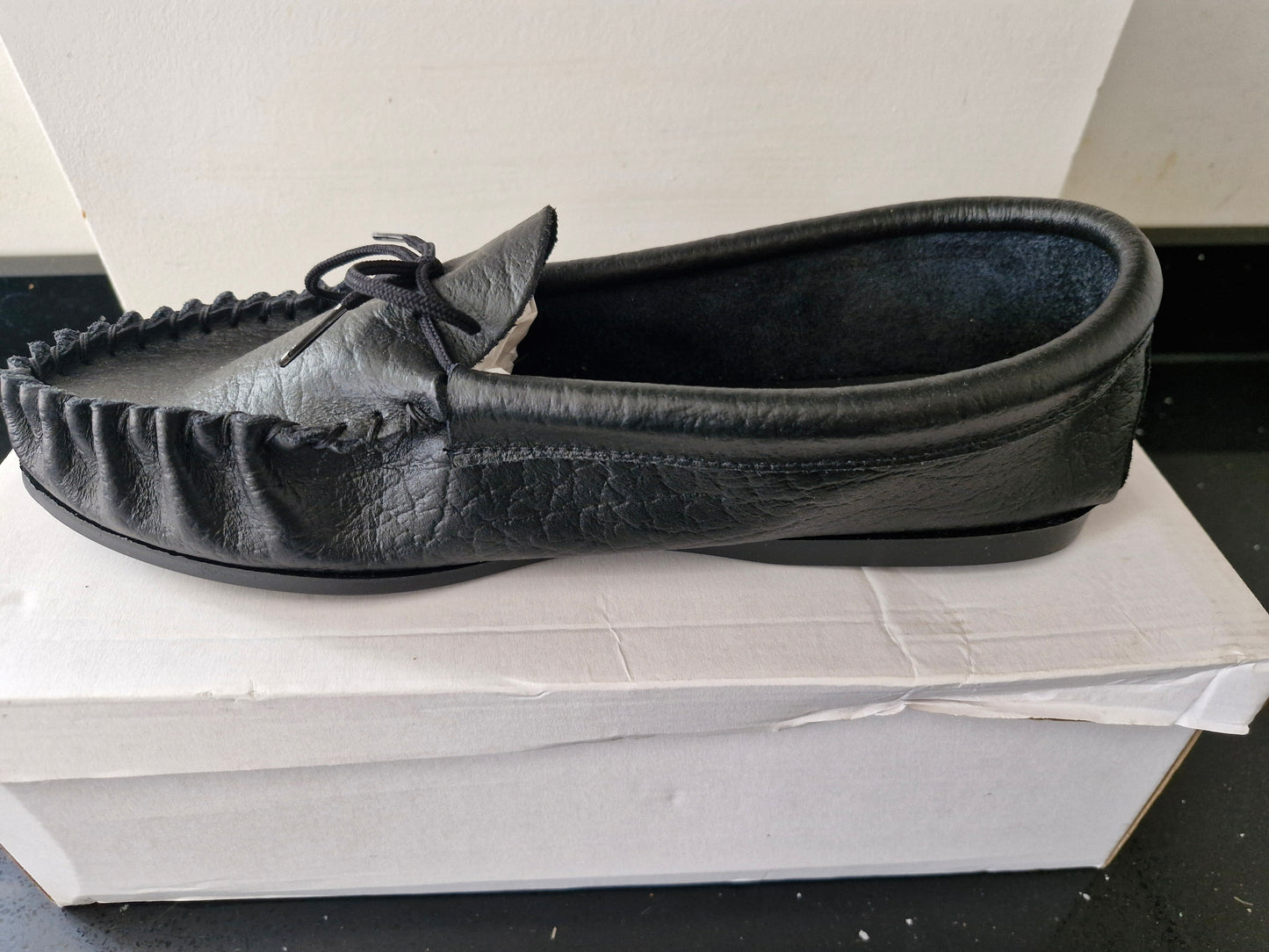 Mokkers Black Soft Leather Moccasin Shoes (MS081A)