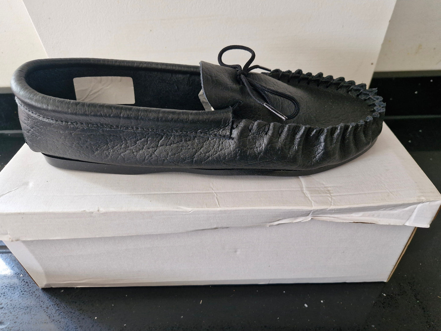 Mokkers Black Soft Leather Moccasin Shoes (MS081A)