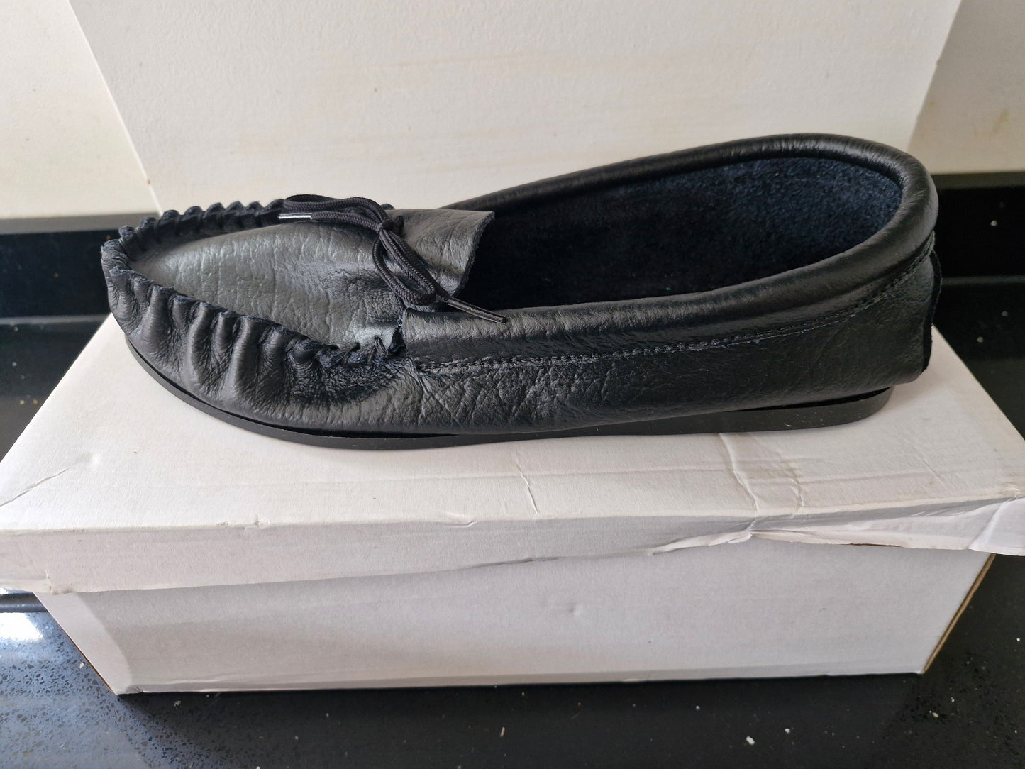 Mokkers Black Soft Leather Moccasin Shoes (MS081A)