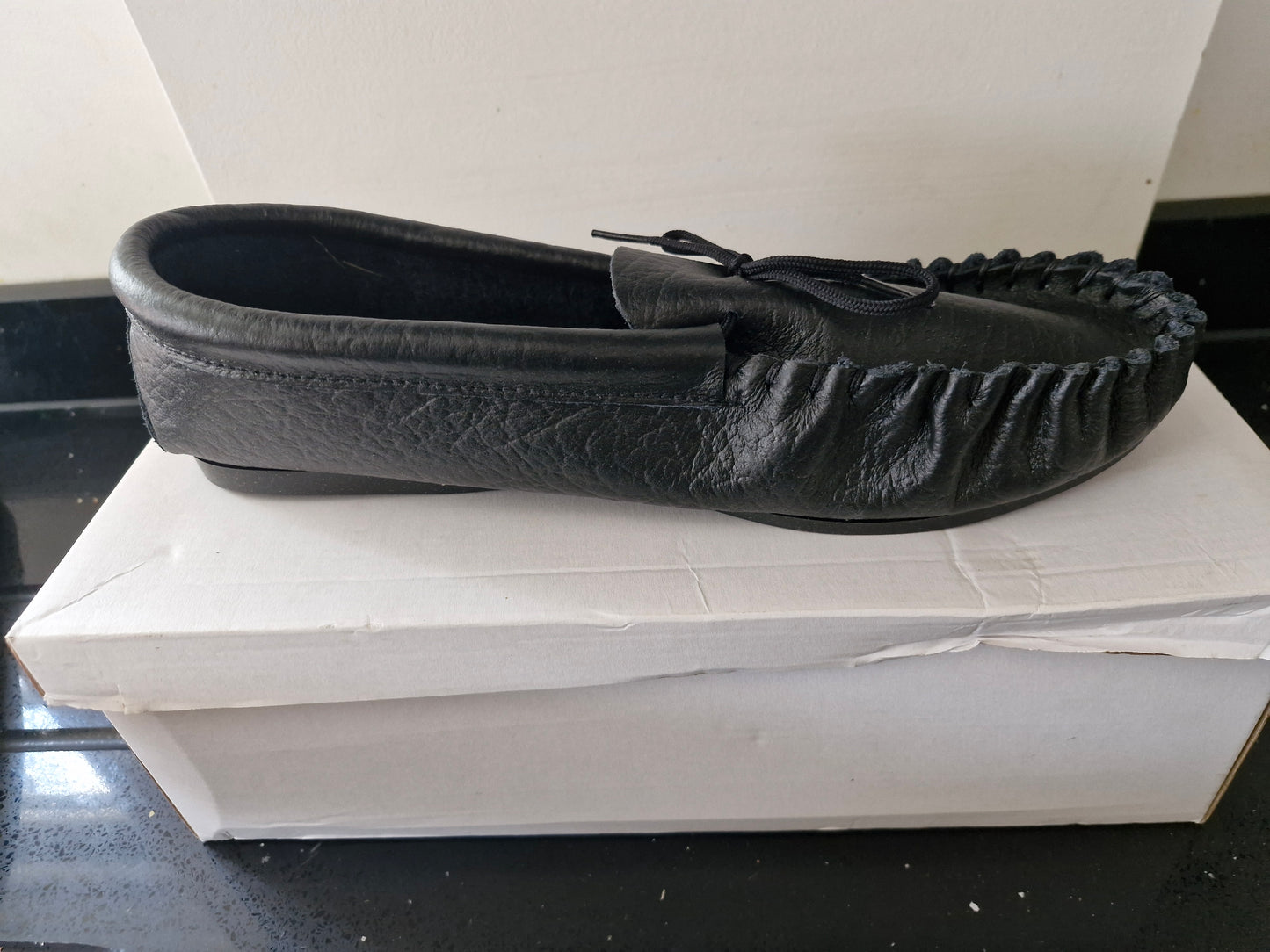 Mokkers Black Soft Leather Moccasin Shoes (MS081A)