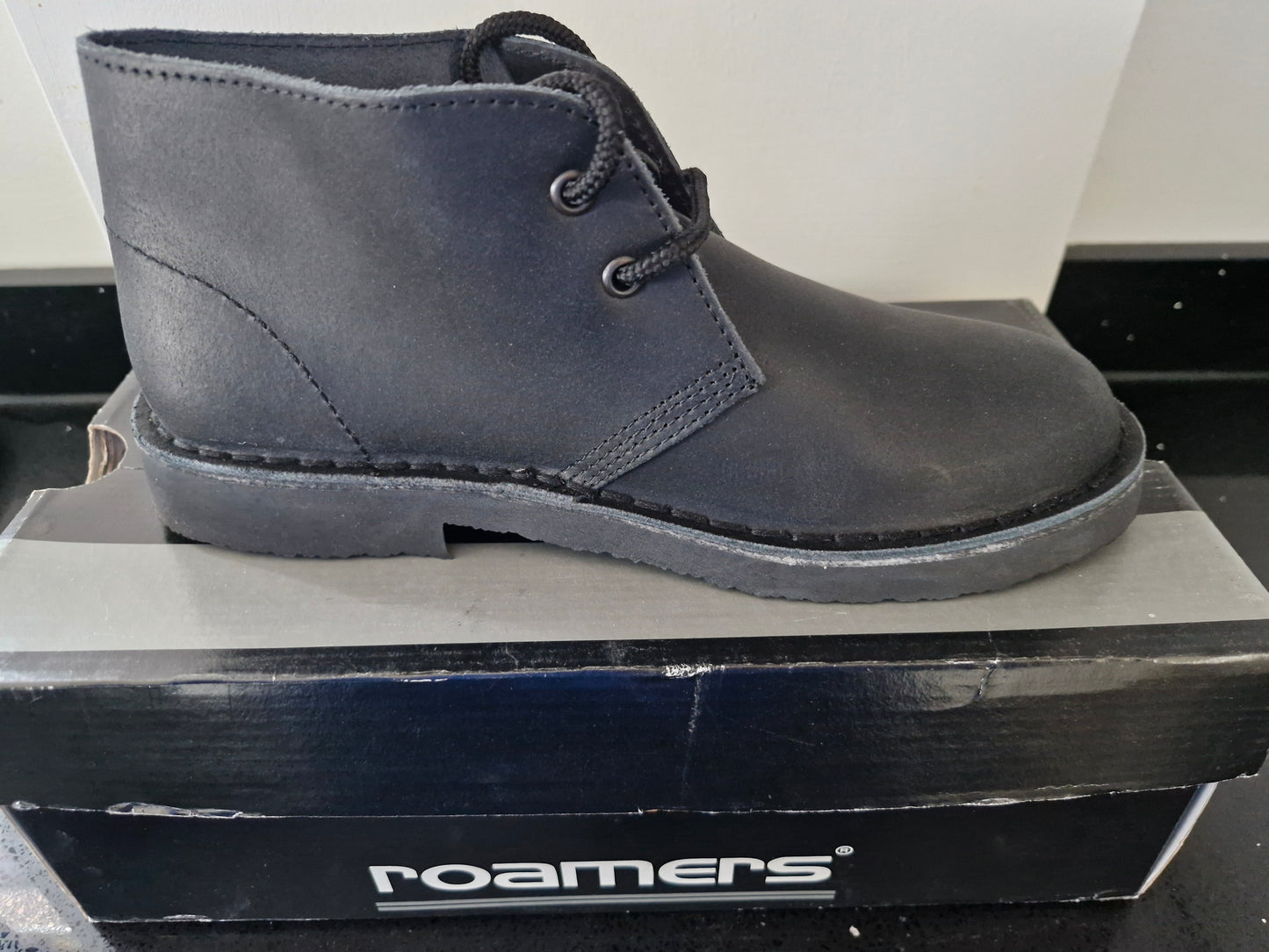 Desert Boot by Roamers - Black - 2 Eye Leather Suede (M675A)