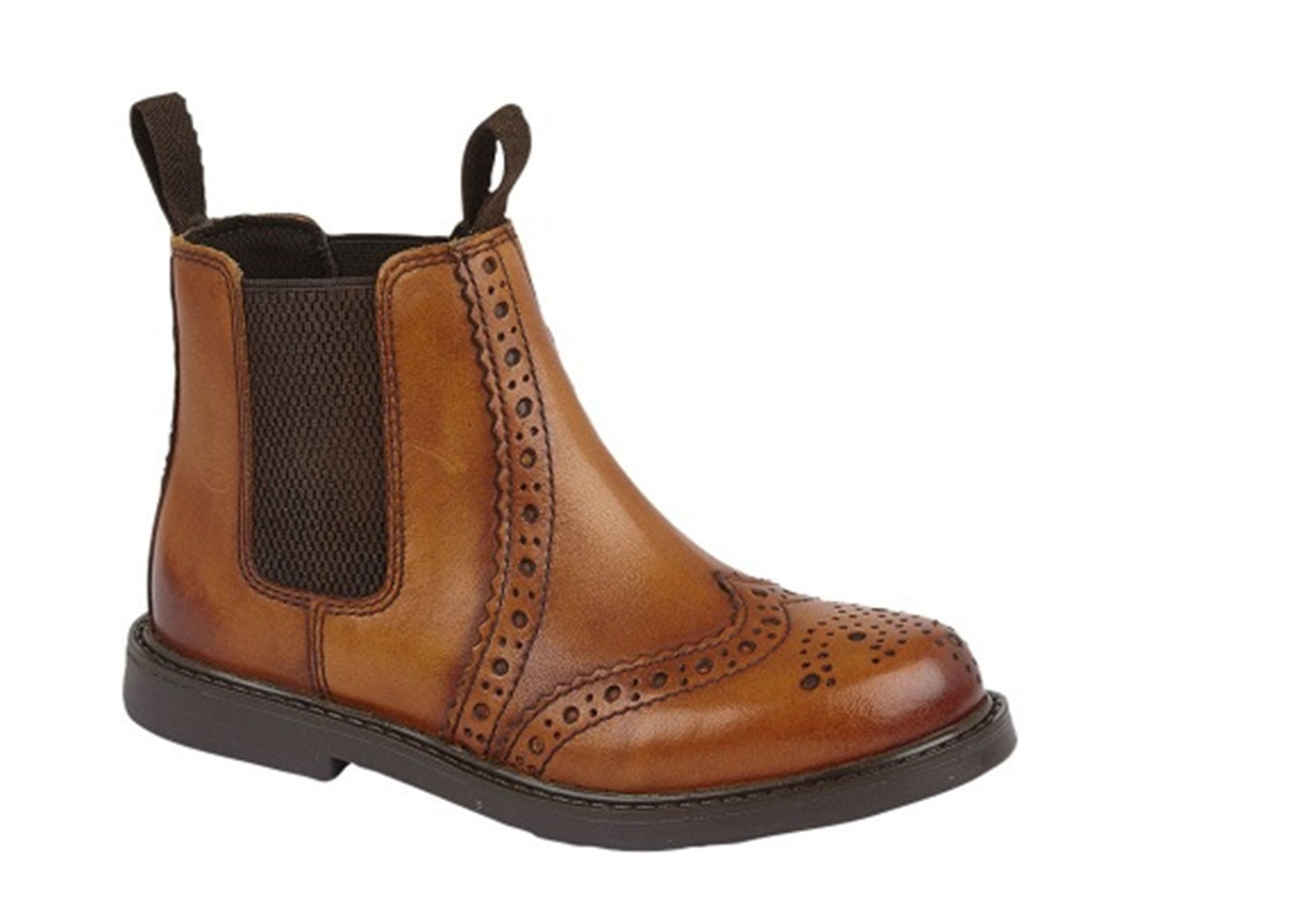 Childrens Chelsea Boot by Roamers - Brogue (B922)