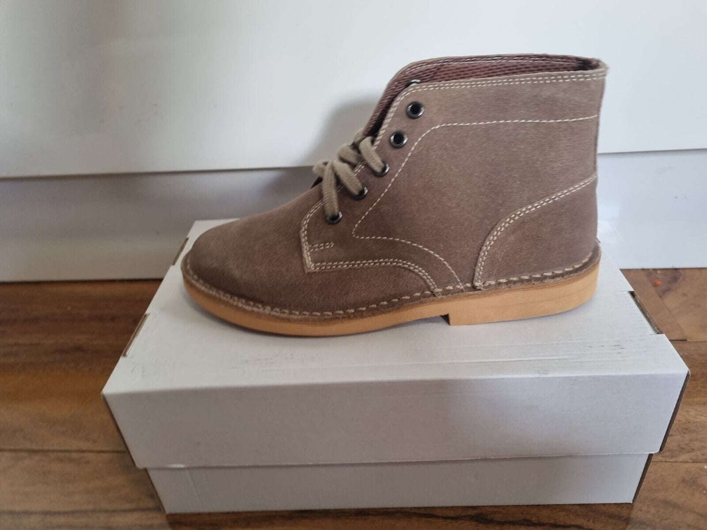 Desert Boot by Roamers - Taupe - Leisure 5 Eye Flat Sole Suede Leather (M468TS)