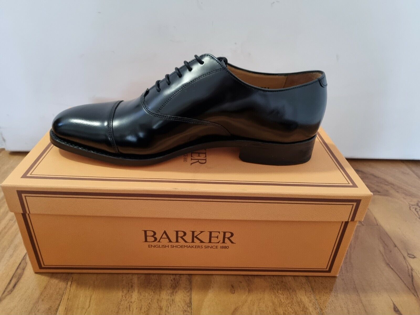 Barker Luton Hi Shine Black Leather Oxford Shoe