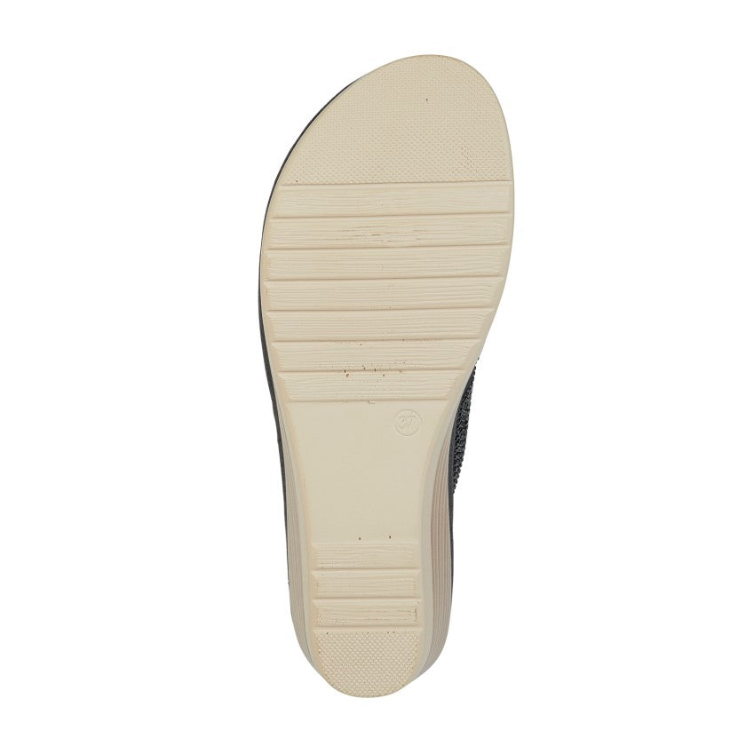 Womens - Diamante Toe Post Wedge (L238)