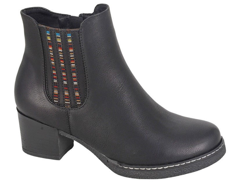 Womens - Block Heel Inside Zip Ankle Boot (L591)