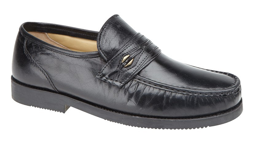 Loafer by Scimitar Extra Wide Black Softie Leather Moccasin (M478)