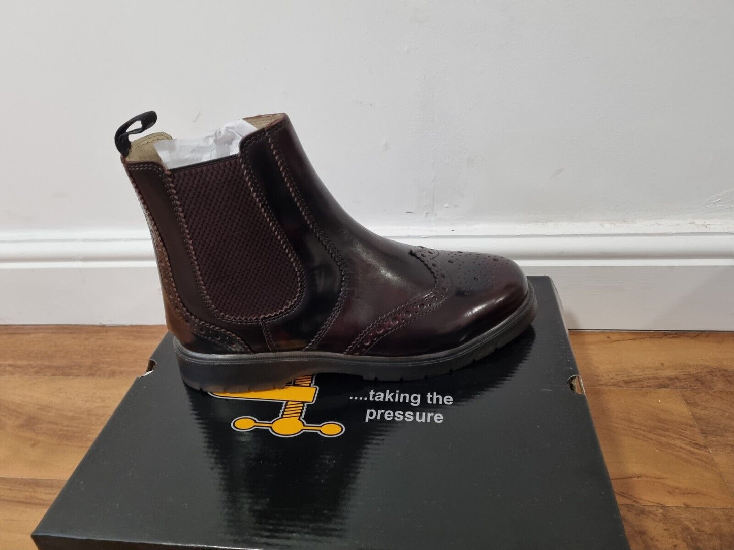 Chelsea Boot by Grafters - Hi-Shine Burgundy Brogue Leather (M281BD)