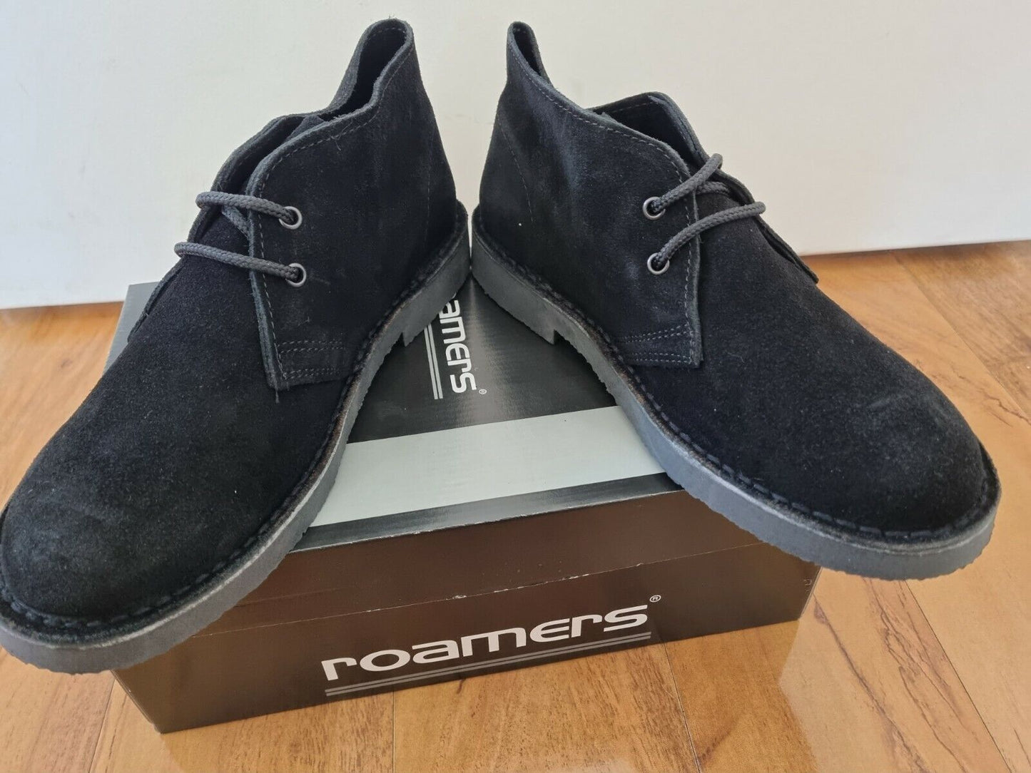 Desert Boot by Roamers - 2 Eye Black Suede Leather (M467AS)