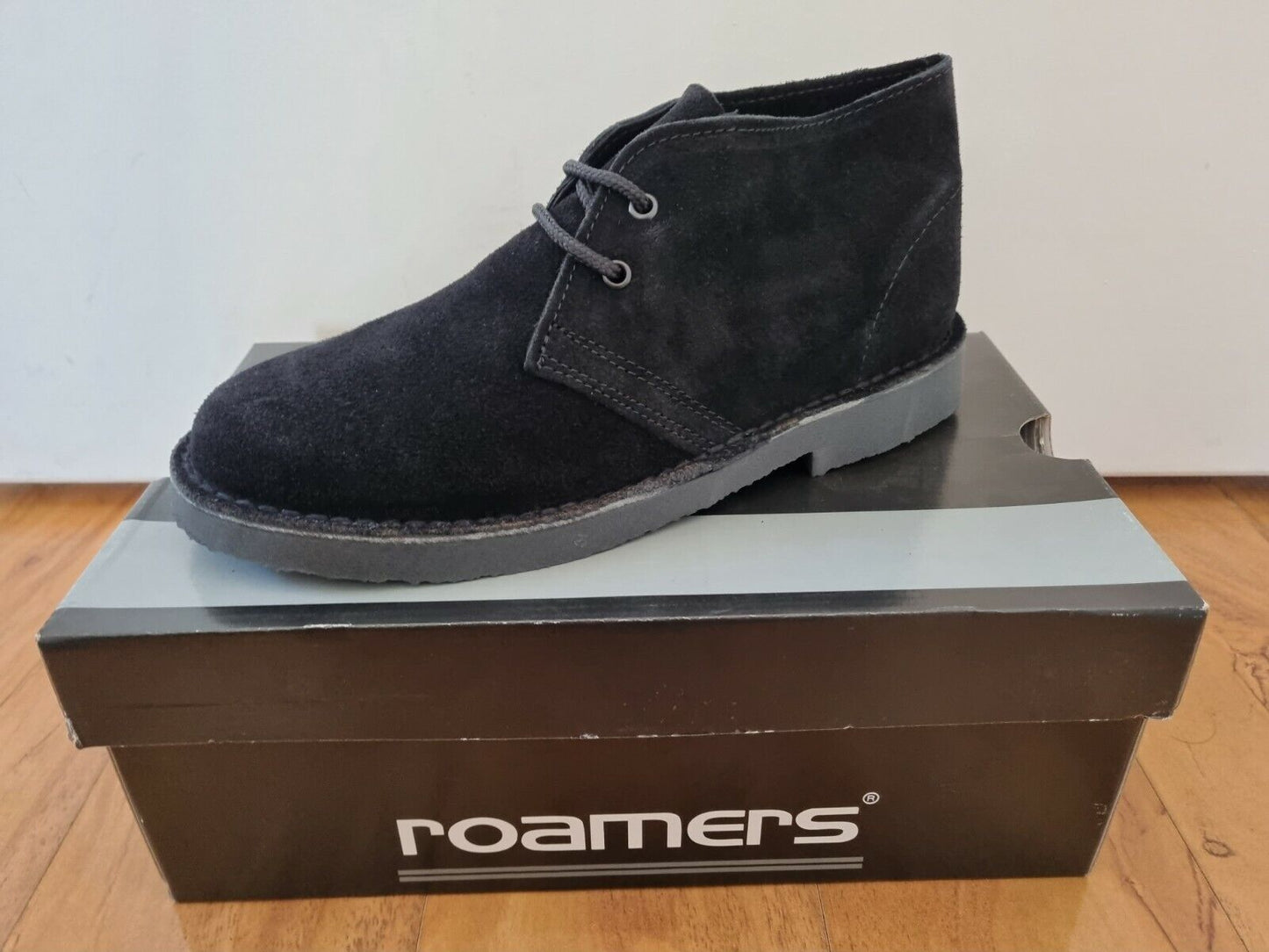 Desert Boot by Roamers - 2 Eye Black Suede Leather (M467AS)