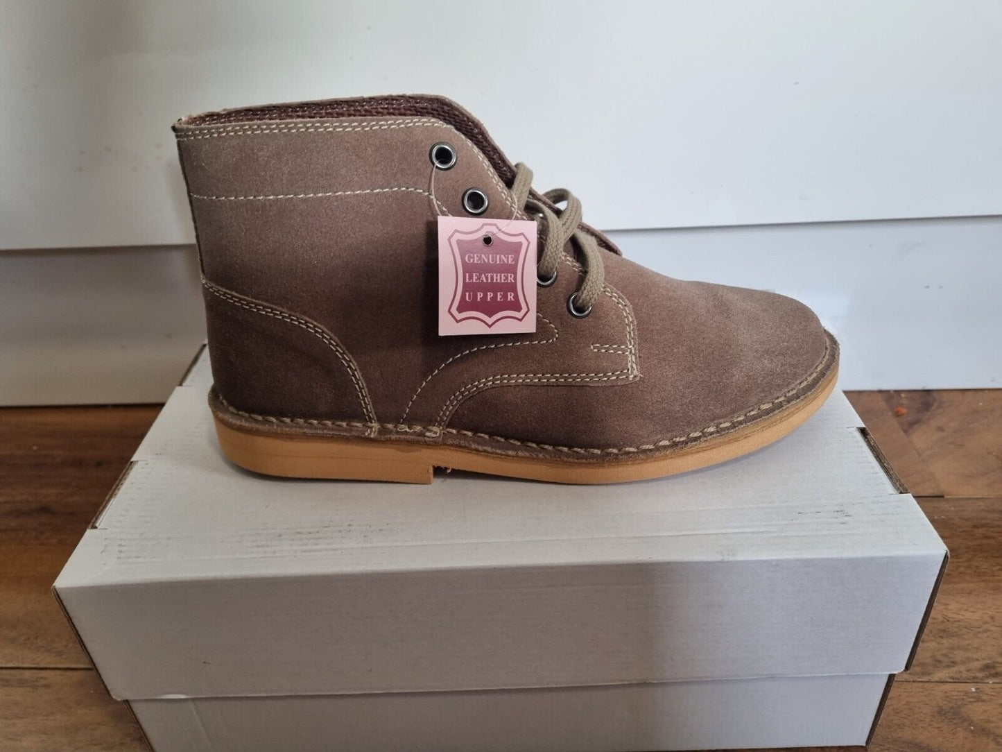 Desert Boot by Roamers - Leisure 5 Eye Flat Sole Dark Taupe Suede Leather (M468TS)