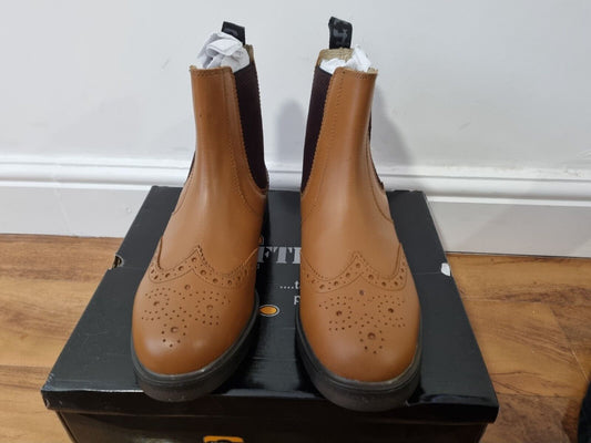 Chelsea Boot by Grafters - Tan Brogue Leather (M281BT)