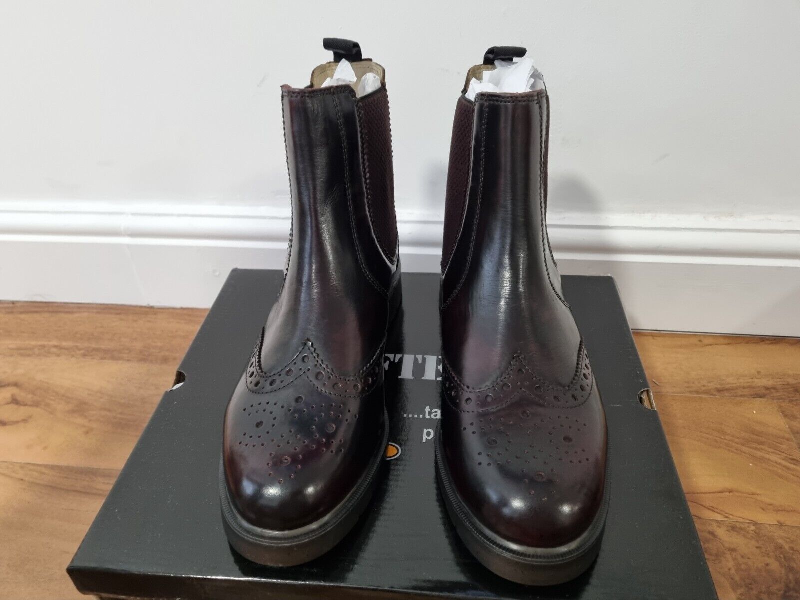 Chelsea Boot by Grafters - Hi-Shine Burgundy Brogue Leather (M281BD ...