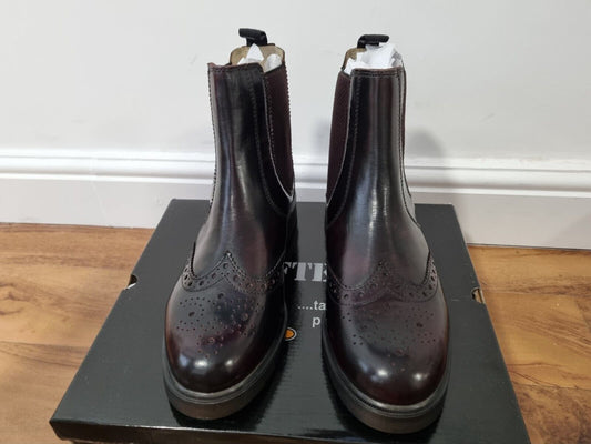 Chelsea Boot by Grafters - Hi-Shine Burgundy Brogue Leather (M281BD)