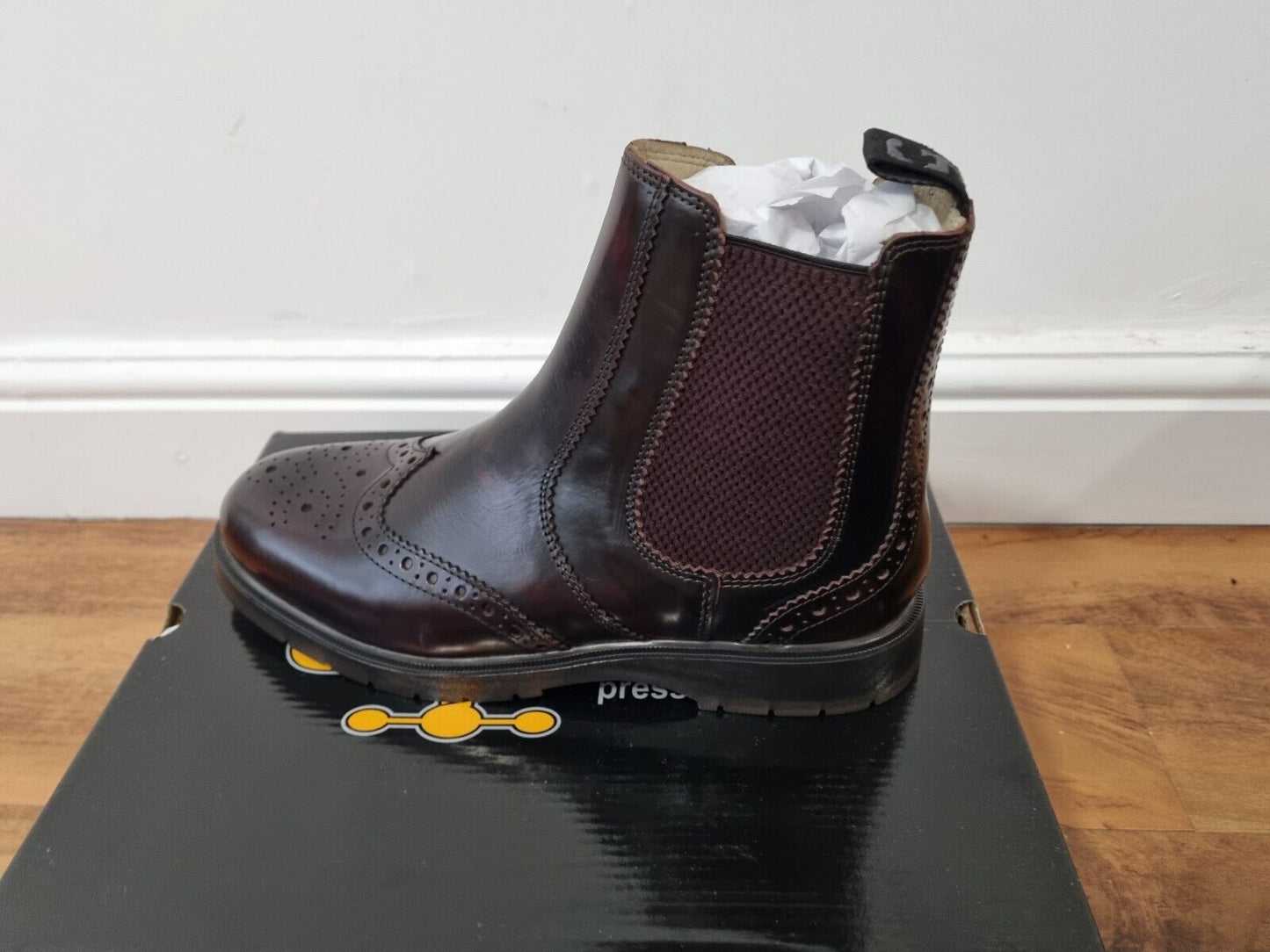 Chelsea Boot by Grafters - Hi-Shine Burgundy Brogue Leather (M281BD)